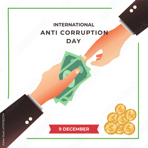 International anti corruption day flyer illustration