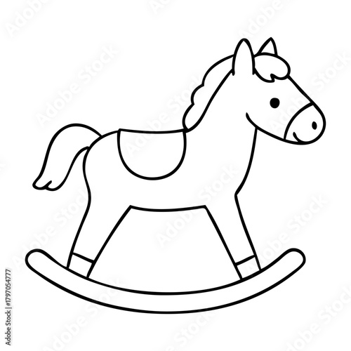 Dibujo sencillo con líneas de balancín infantil con forma de caballo 