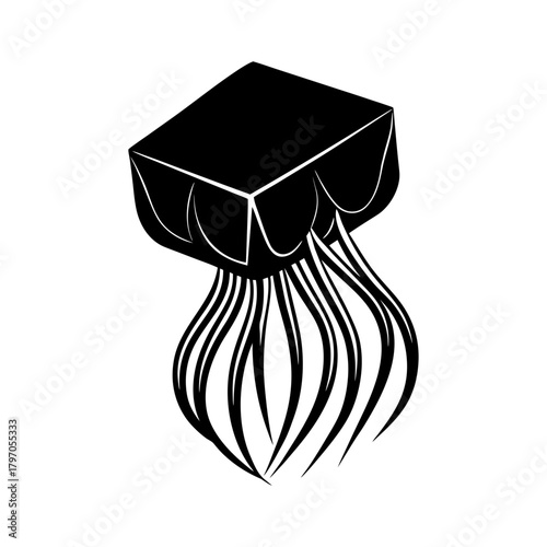 A box jellyfish with long tentacles