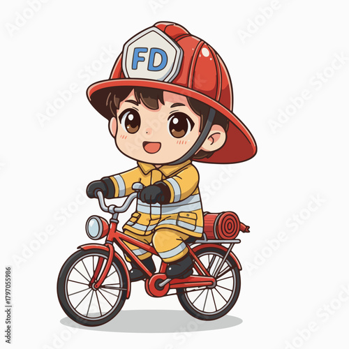 cute and adorable illustration of firefighters working to carry out their duties