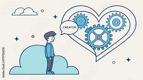 Creative Minds Heart Gears of Innovation and Creators Vision