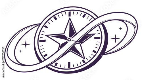 Intricate Compass Design with Star Infinity Loop and Cross Elements