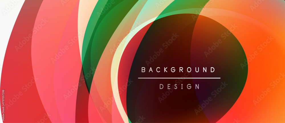 Fototapeta premium Abstract colorful layers create dynamic visual effect. Smooth curves blend vibrant hues, forming modern background design.