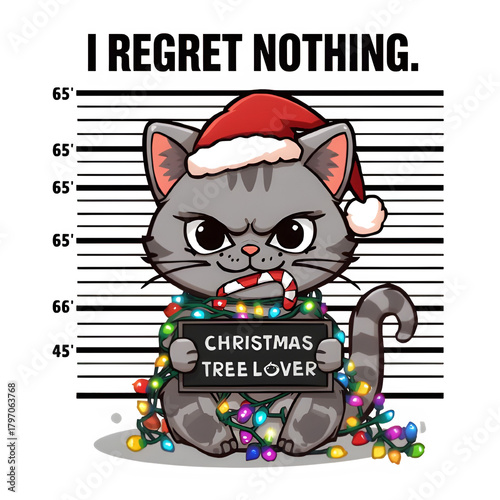 Proudly cat while destroy the Christmas tree