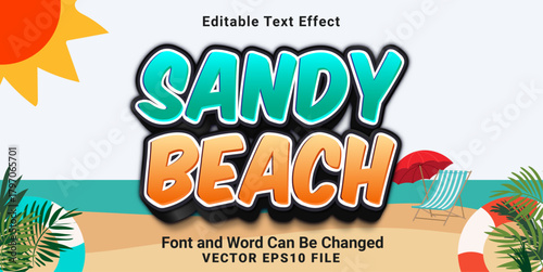 3d sandy beach cartoon style text effect
