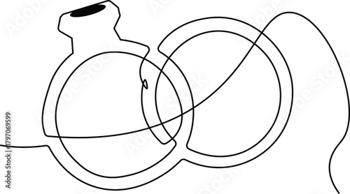 One continuous line drawing of Wedding rings. Romantic elegance concept and symbol proposal engagement and love marriage in simple linear style. Editable stroke. Outline vector illustration