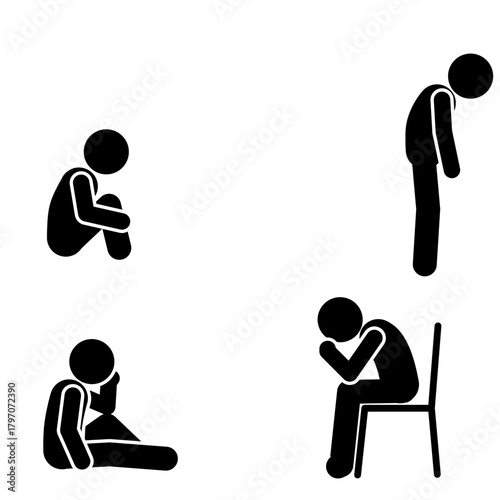 Expression of deep sadness illustrated simply