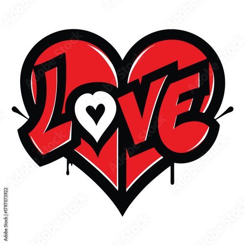 Red Graffiti Love Heart with Dripping Paint vector