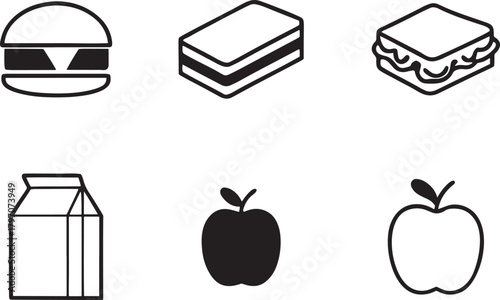 Food Icons Set Simple Meal Choices