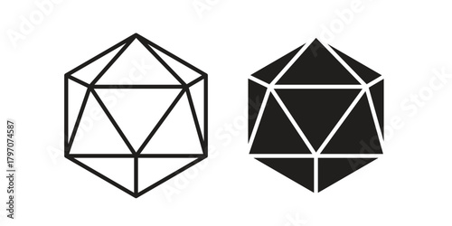 Dice d20 icon for template. Icon vector graphic set