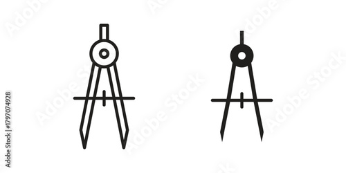 Drafting compass icon for template. Icon vector graphic set