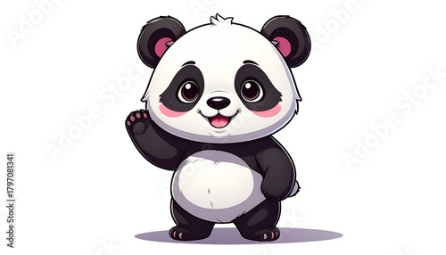 A cute panda illustration isolated on a white background, perfect for children’s designs, wildlife projects, or decorative purposes