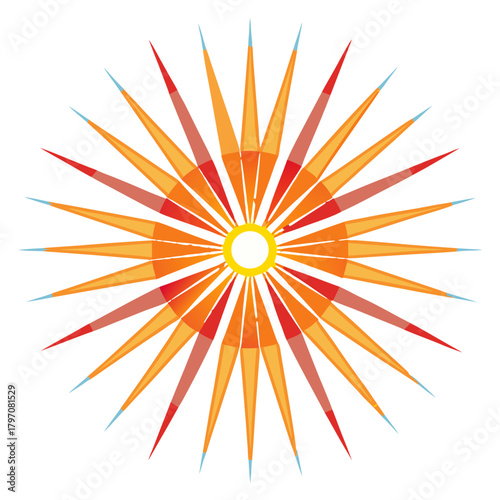 Bright abstract energy burst radiating in geometric style