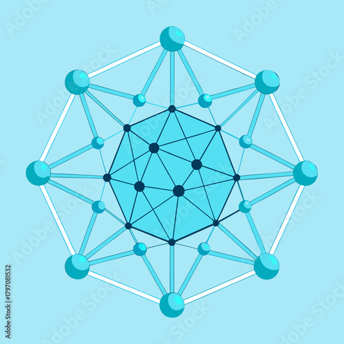 Abstract digital mesh with interconnected linear shapes