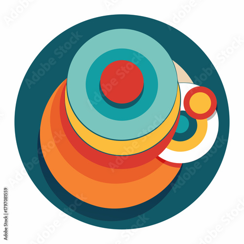 Abstract Colorful Layered Circles Design Representing Progress