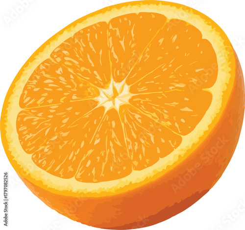 Orange fruit slice with bright yellow and orange pulp