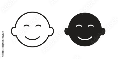 Child head icon pictogram in trendy outline style. icon, sign or symbol.