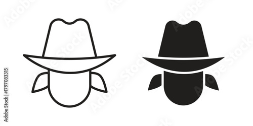 Cowboy icon pictogram in trendy outline style. icon, sign or symbol.