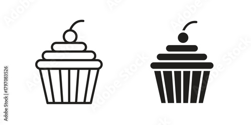 Cupcake icon pictogram in trendy outline style. icon, sign or symbol.