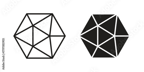 Dice d20 icon pictogram in trendy outline style. icon, sign or symbol.
