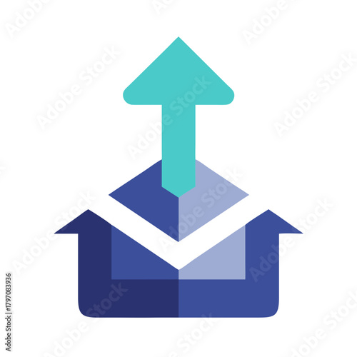 Abstract flat vector symbol of upward upgrade process