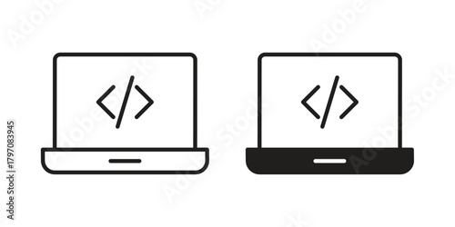 Display code icon pictogram in trendy outline style. icon, sign or symbol.