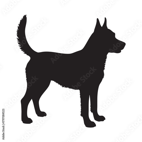 loyal standing dog silhouette on clean white background
