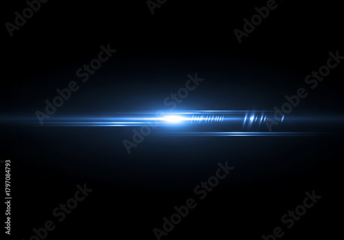 Dynamic blue light flare streaks across dark space creating an intense, futuristic glow perfect for tech or science themes
