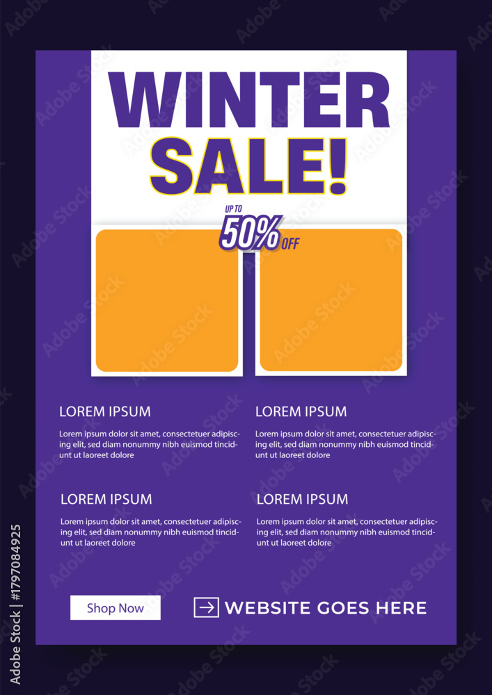 Naklejka premium Winter Sale Social Media Post & Story Template Set. Up to 50% Off Seasonal Shopping Promotion Designs. Modern Winter Fashion and Clothing Sale Banner Bundle. E-commerce and Retail Big Discount Ad.