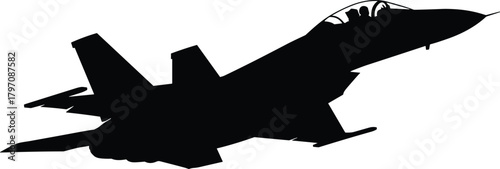 Modern Fighter Jet Silhouette Powerful Military Aircraft Illustration Showing Speed, Aerodynamics, and Supersonic Combat Aviation Design