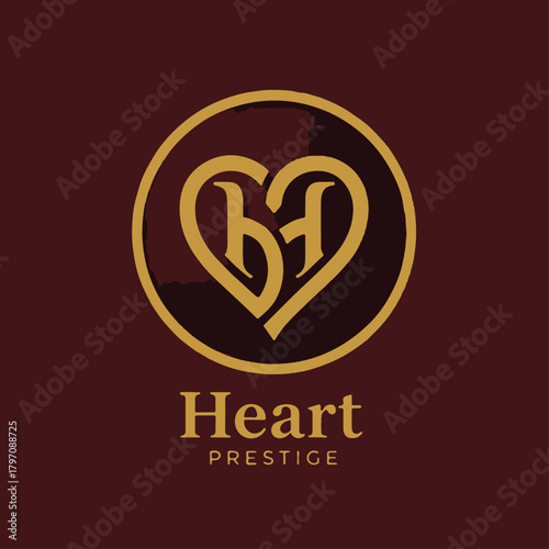 Luxurious Heart Prestige Interwoven Monogram Logo Design Monogram.eps