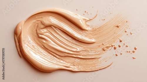 Cosmetic foundation smear on a neutral background abstract texture close up
