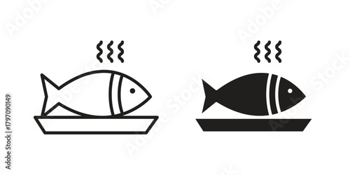 Cooked fish icon for your website design, logo, app, UI. EPS10