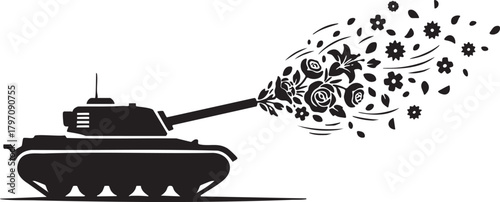 Isolated a kind of military tank with an extended cannon vector silhouette representing warfare, defense,e and armored combat vehicles