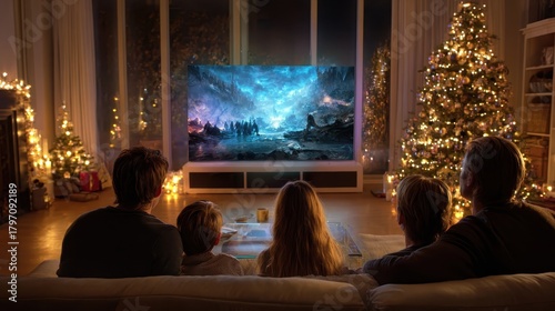 A family watching a movie