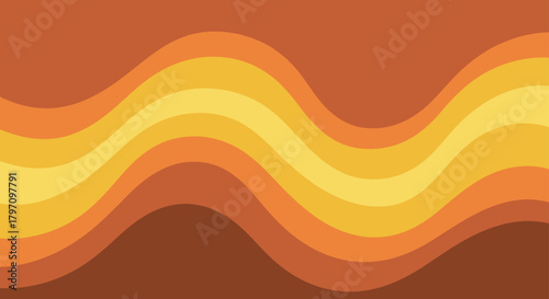 A retro-inspired background featuring wavy bands of warm, earthy colors, creating a dynamic and stylish visual
