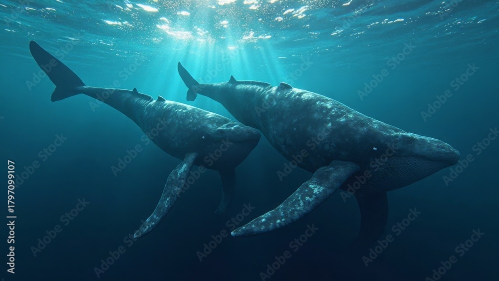 Fototapeta premium Wale unter Wasser