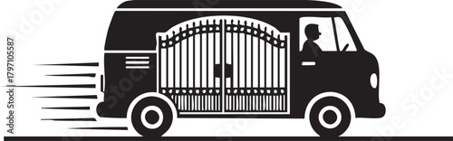 Isolated a kind of camper van side view vector silhouette for road trips camping and nomadic outdoor adventure lifestyles