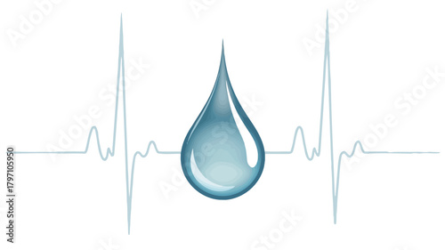 Low Blood Pressure Water and Heartbeat Symbolizing Vital Health and Wellness