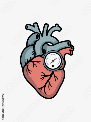 Low Blood Pressure Concept with Heart and Blood Pressure Cuff Illustration
