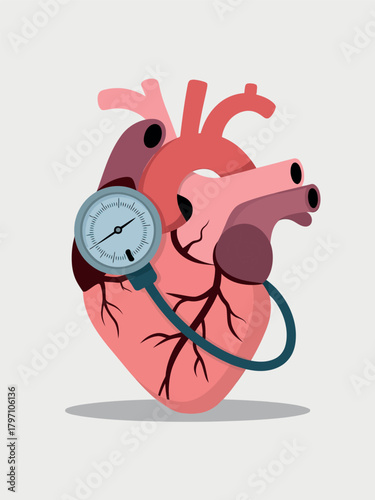 Low Blood Pressure Concept with Heart and Blood Pressure Cuff Illustration
