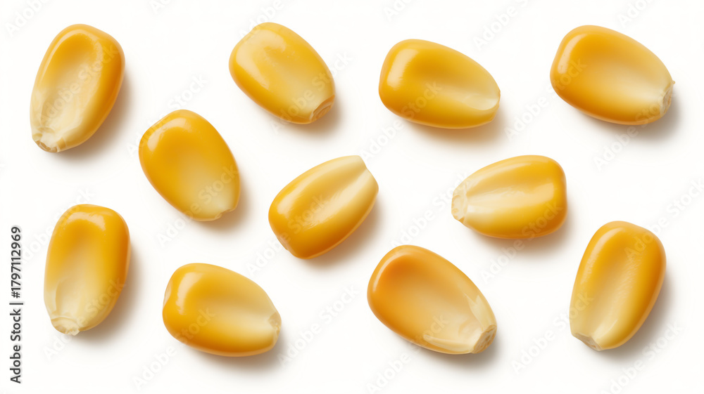 Fototapeta premium Set of 10 golden corn kernels