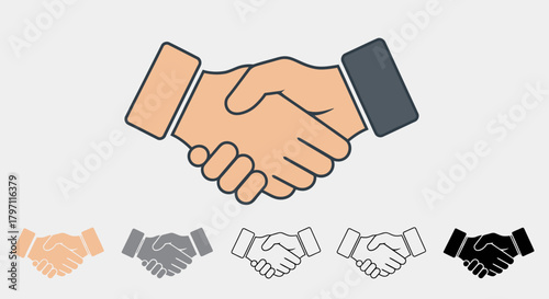An illustration depicts two hands clasped together in a friendly gesture.