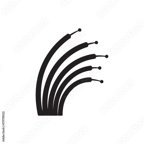 optic fiber cable icon template, optic fiber symbol vector sign in black flat shape design isolated on white background
