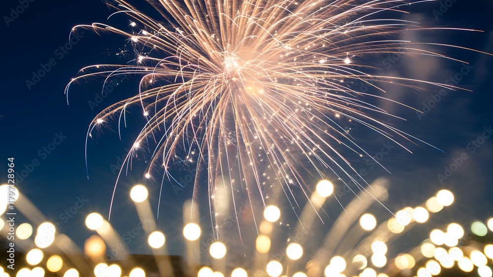 Fototapeta premium Spectacular display of fireworks illuminating the night sky in celebration