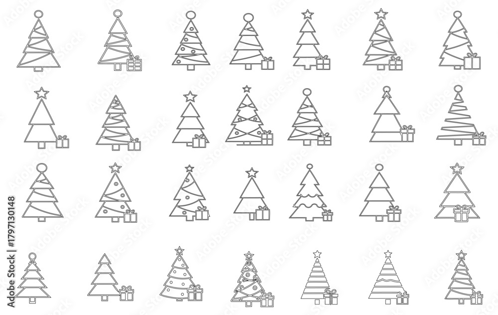 Obraz premium Chrismas tre line art (2)