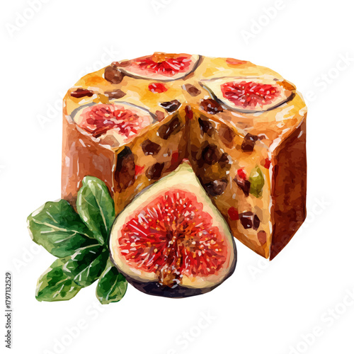 My eps format hand-painted Watercolor illustration, vector illustration set, holiday fruitcake painting illustration isolated on a white background, illustration, AI painting design