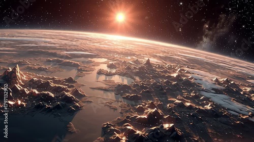 Sunrise Over Earth From Space.