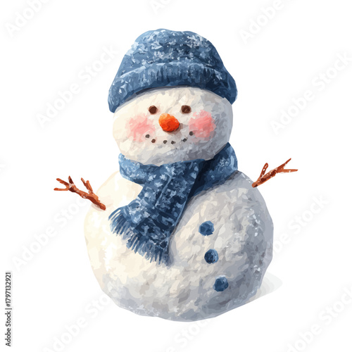 My beautiful hand-drawn Watercolor illustration, set of marshmallow snowman isolated on a white background, illustration, AI painting design, vector, eps format