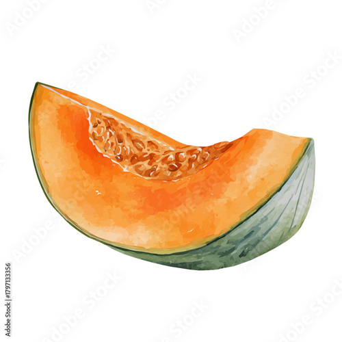 My Watercolor illustration, eps format pumpkin slice painting isolated on a white background, illustration, AI painting design, vector illustration set
